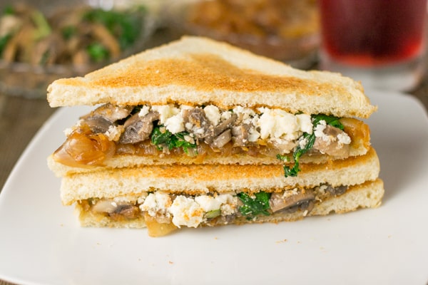 Caramelized Onion, Mushroom and Spinach Sandwich