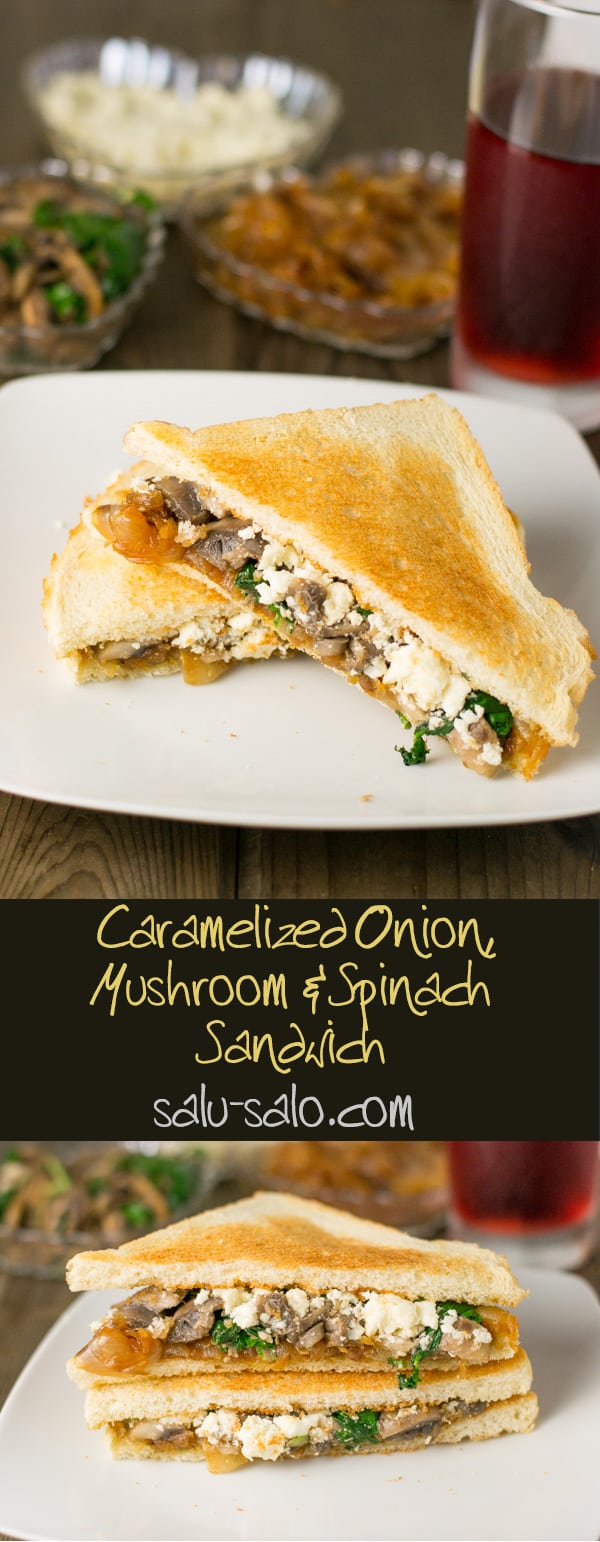 Caramelized Onion, Mushroom and Spinach Sandwich
