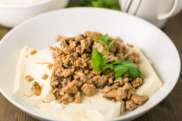 Steamed Tofu with Pork and Mushrooms