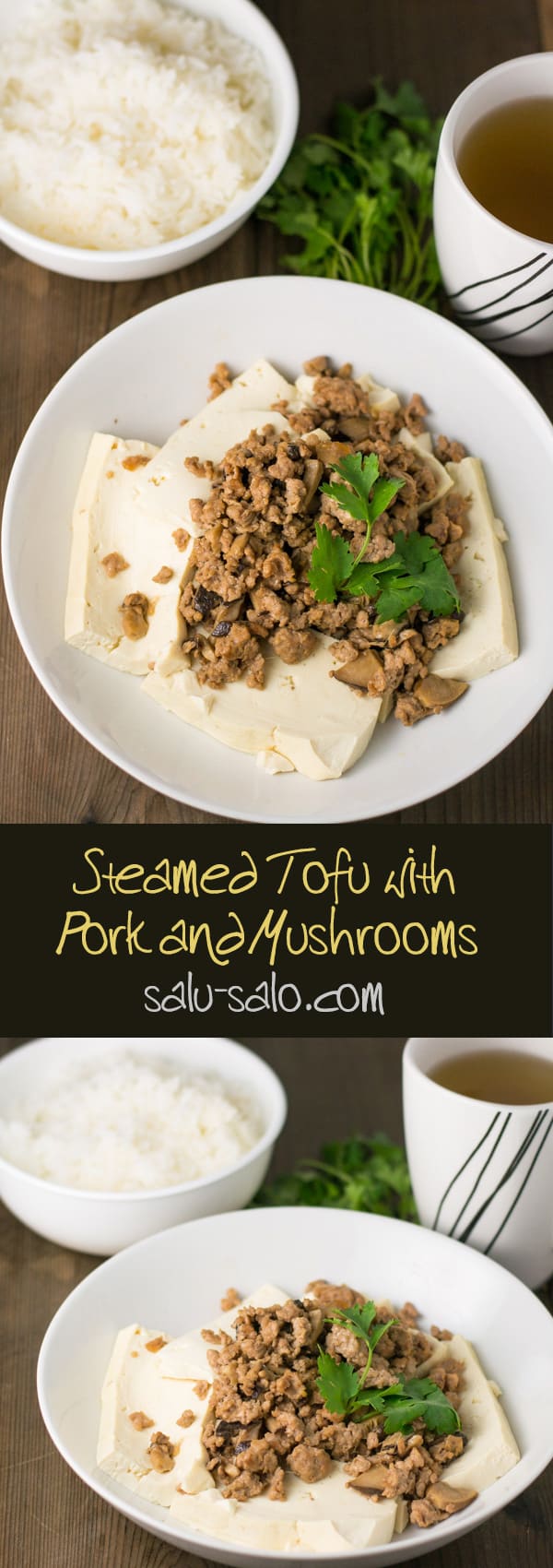 Steamed Tofu with Pork and Mushrooms