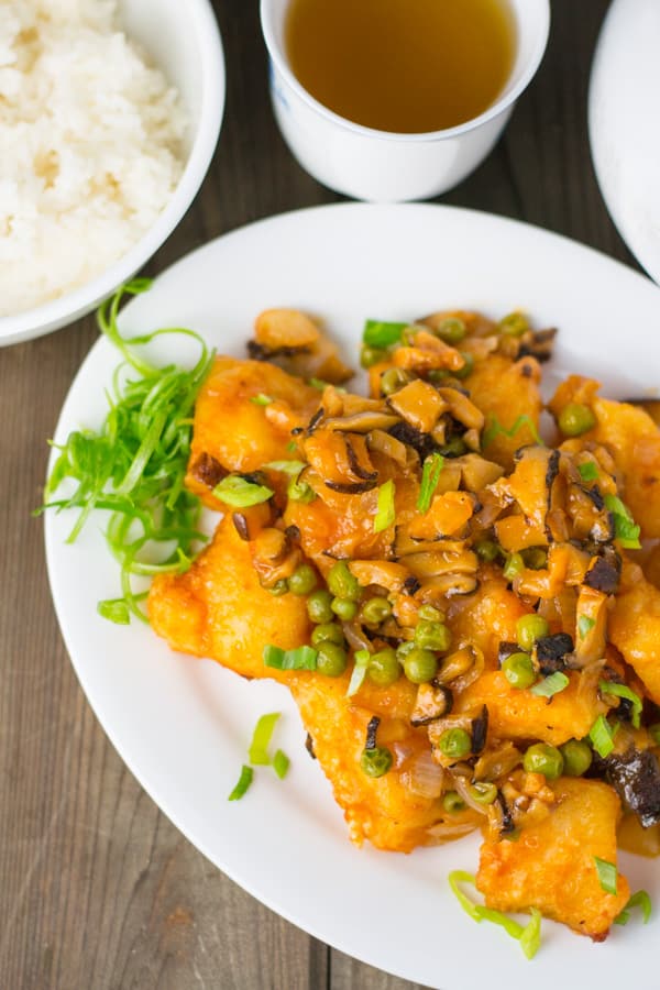 Sweet and Sour Fish and Mushrooms