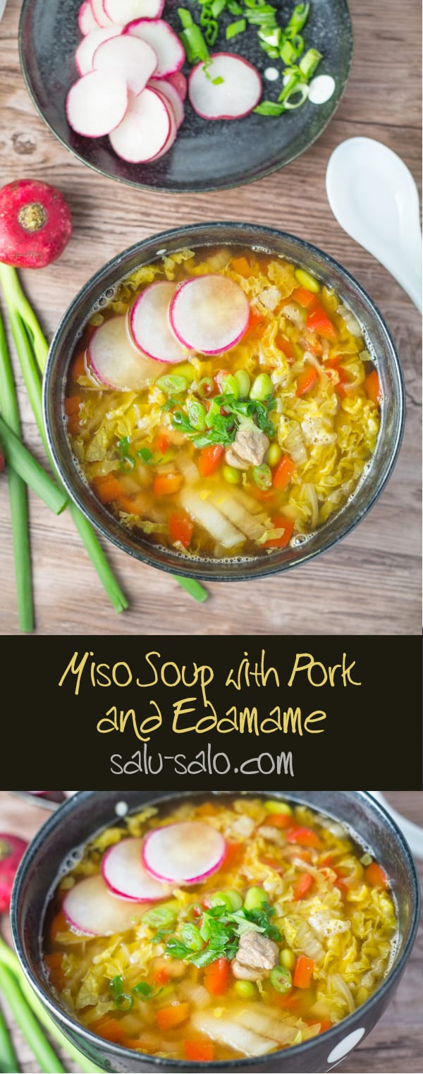 Miso Soup with Pork and Edamame