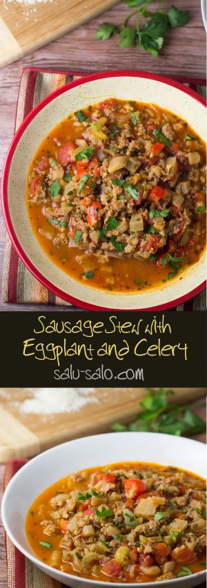 Sausage Stew with Eggplant and Celery - Salu Salo Recipes