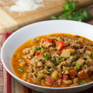 Sausage Stew with Eggplant and Celery