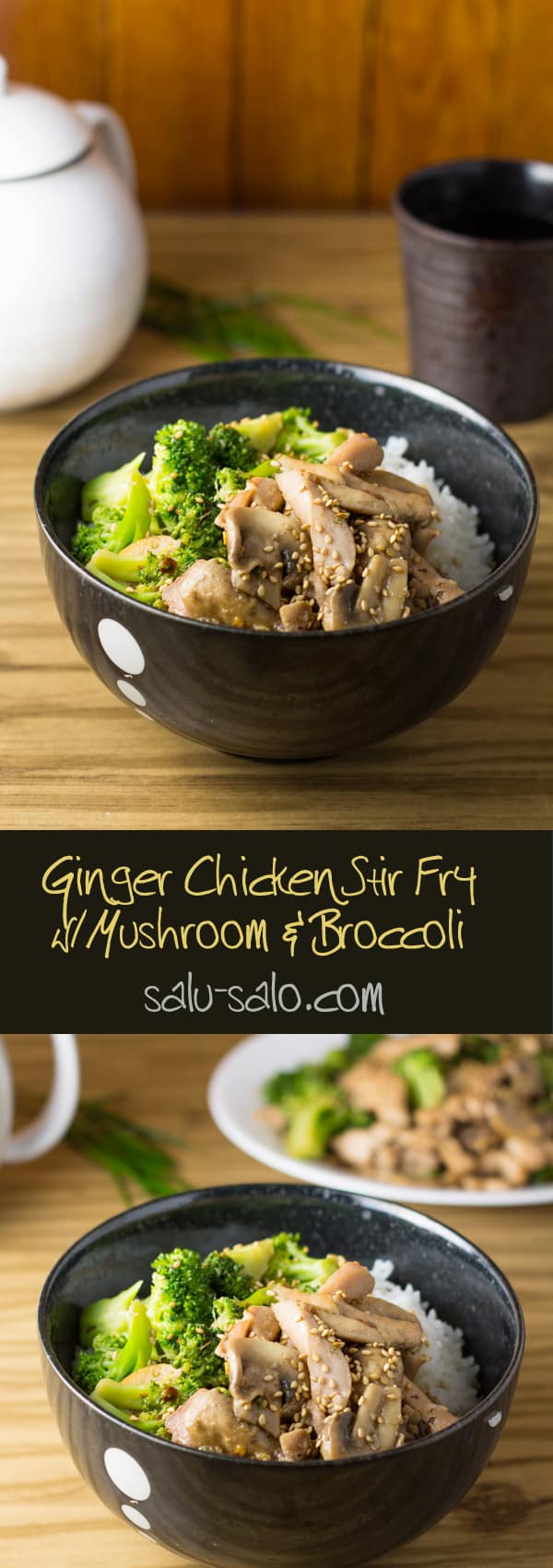 Ginger Chicken Stir Fry with Mushroom and Broccoli