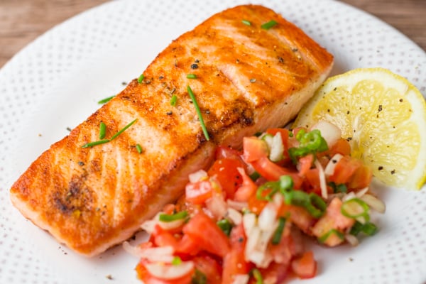 Pan Grilled Salmon with Tomato Salsa