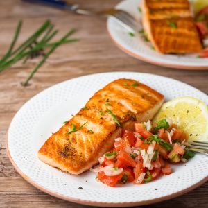 Pan Grilled Salmon with Tomato Salsa