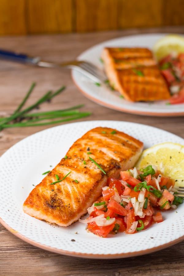 Pan Grilled Salmon with Tomato Salsa