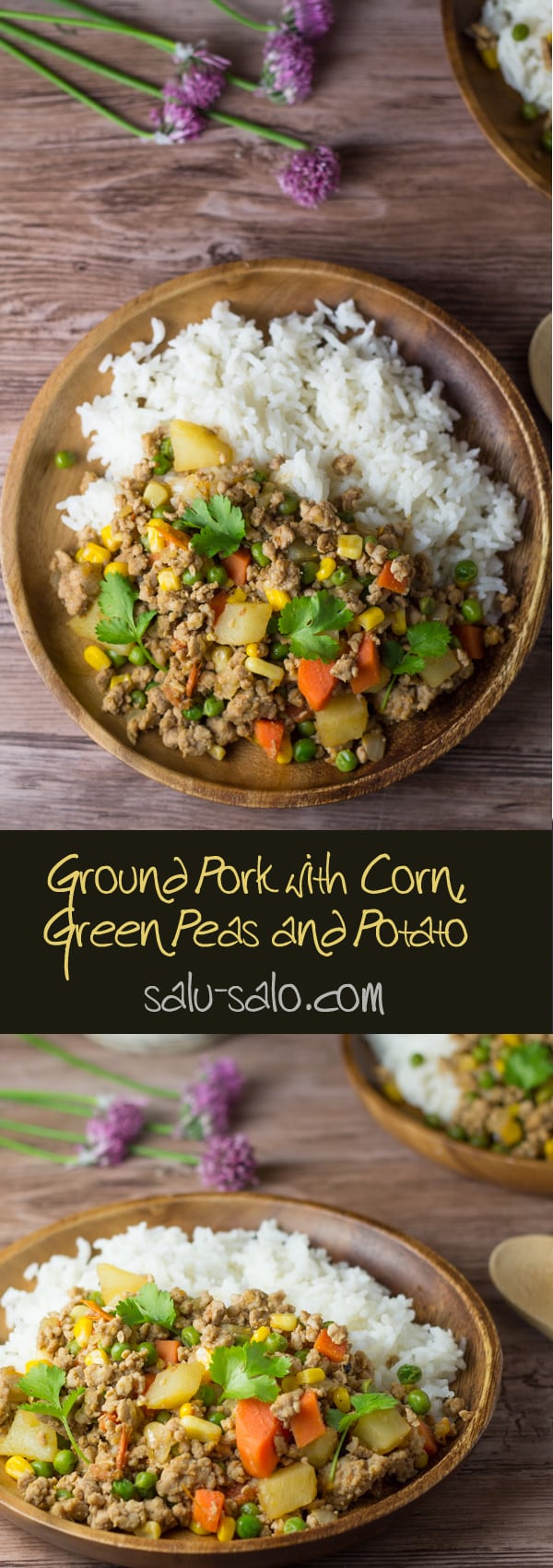 Ground Pork with Corn, Green Peas and Potato