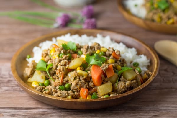 Ground Pork with Corn, Green Peas and Potato