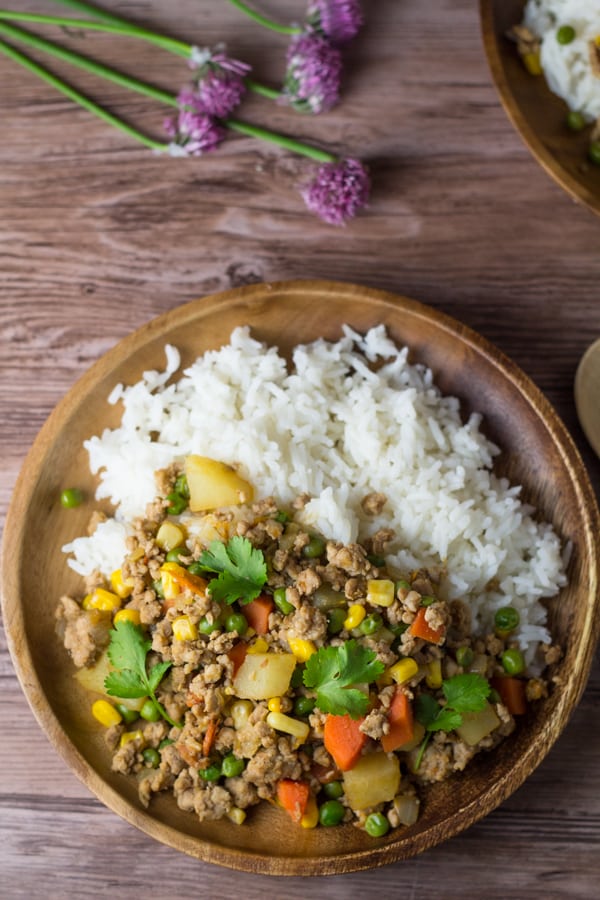 Ground Pork with Corn, Green Peas and Potato