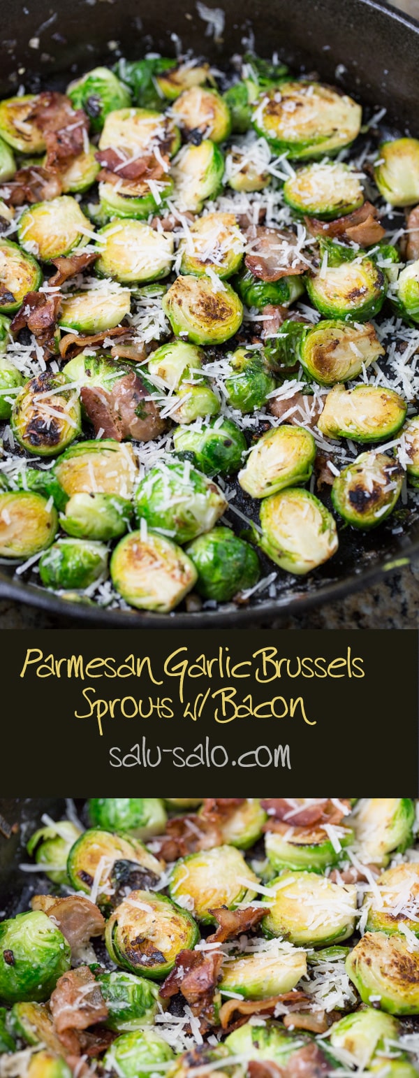 Parmesan Garlic Brussels Sprouts with Bacon