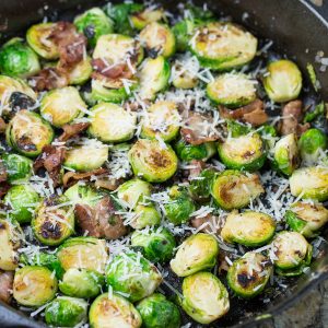 Parmesan Garlic Brussels Sprouts with Bacon