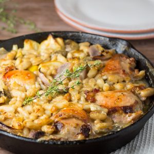 Skillet Chicken with Mushrooms and White Beans
