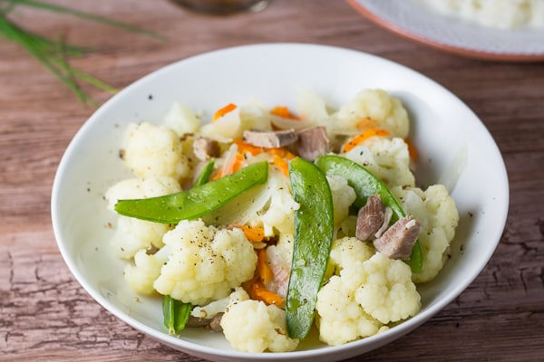 Sauteed Cauliflower and Snow Peas