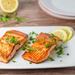 Crispy Salmon with Garlic Lemon Butter Sauce