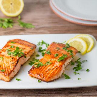 Crispy Salmon with Garlic Lemon Butter Sauce - Salu Salo Recipes