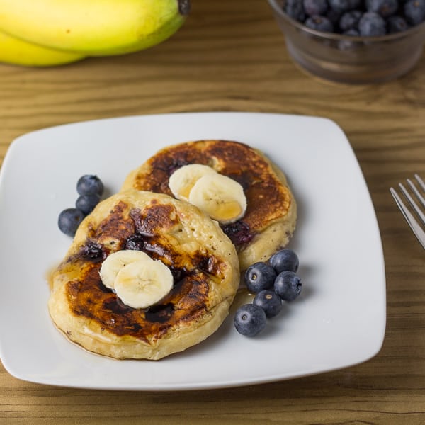 Banana and 2024 blueberry pancakes